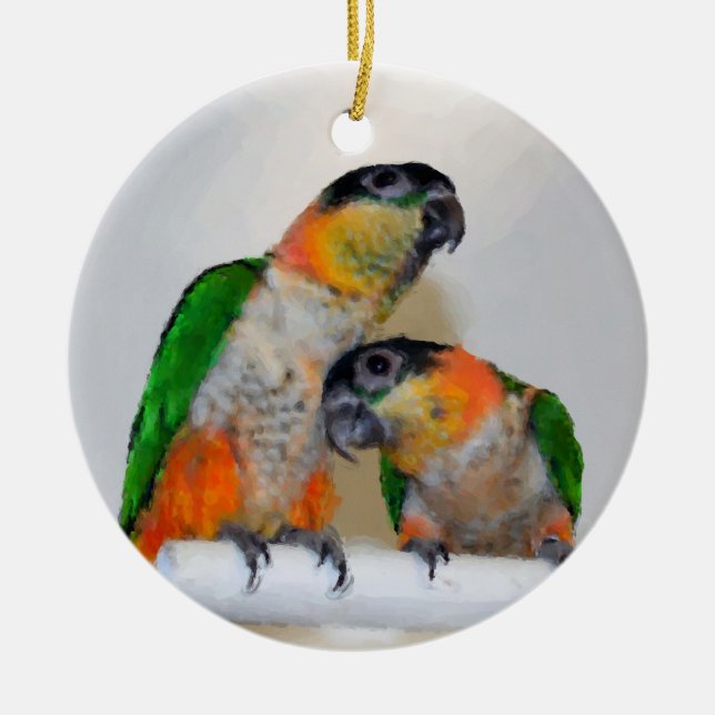 Cute Caique Parrot Pair Bird Ornament (Front)