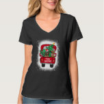 Cute Cairn Terrier Red Truck Merry Christmas Bleac T-Shirt