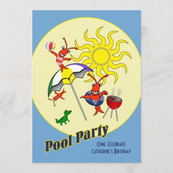 Cute Cajun Crawfish Pool Party Invitation by EnchantedBayou at Zazzle