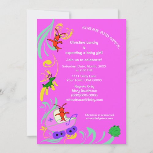 Cute Cajun Critters Its a Girl Baby Shower Invitation