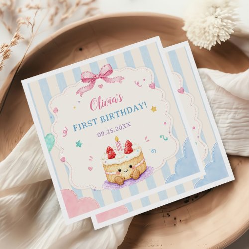 Cute Cake 1st Bithday Party Napkins