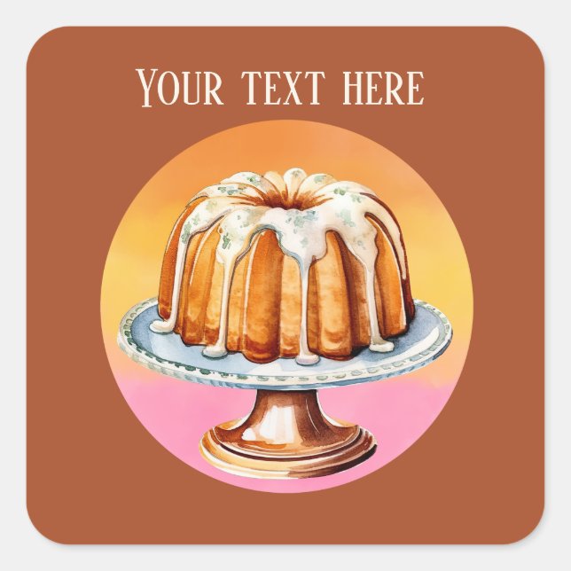 Cute cake add text bakery cake vendors square sticker (Front)