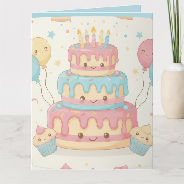 Cute Cake and Cupcakes Card (Front)