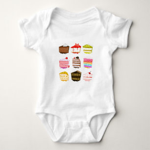 Cute cake birthday cake with colourful cream baby bodysuit