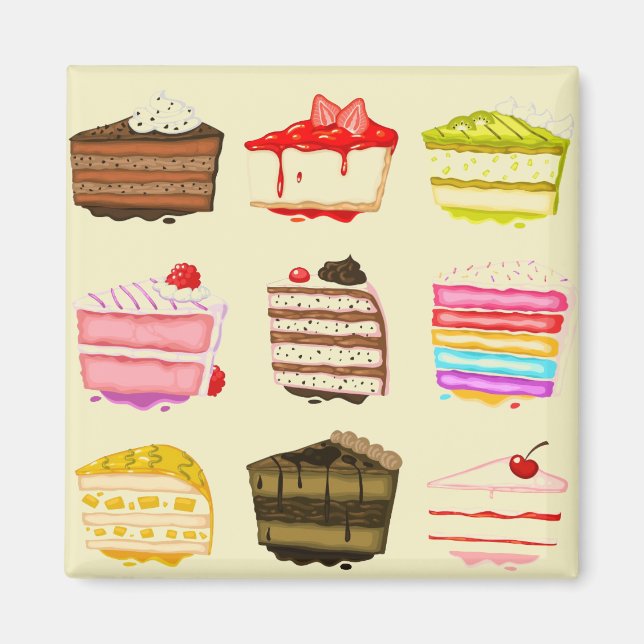 Cute cake birthday cake with colourful cream magnet (Front)