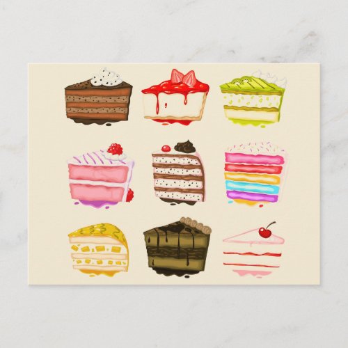 Cute cake birthday cake with colourful cream postcard
