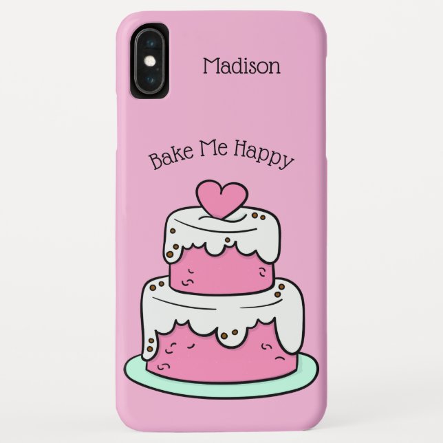 Cute Cake custom name, text & color phone cases (Back)