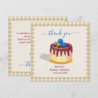 Cute Cake Dessert Beige Bridal Shower Thank You Card