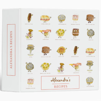 Cute cake dessert pattern recipes personalized 3 ring binder