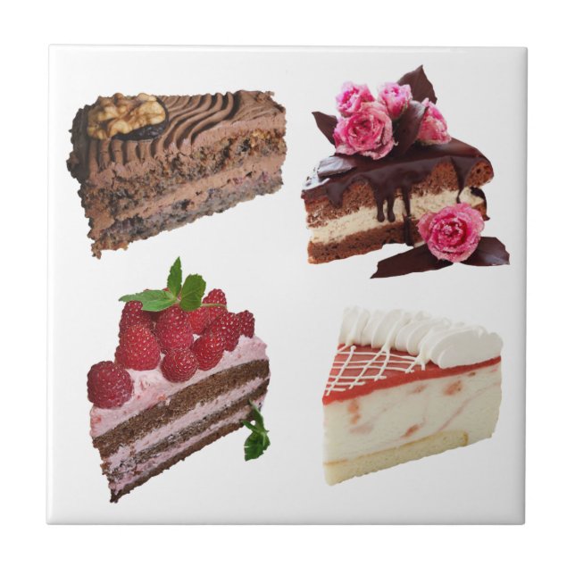 Cute Cake Desserts Selection Ceramic Tile (Front)
