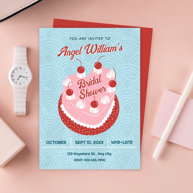 Cute cake heart bridal shower invitation (Creator Uploaded)