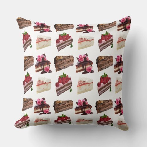 Cute Cake Lovers Desserts Pattern Throw Pillow