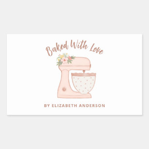 Cute Cake Mixer Baked With Love Rectangular Sticker