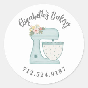 Cute Cake Mixer Bakery Business Classic Round Sticker