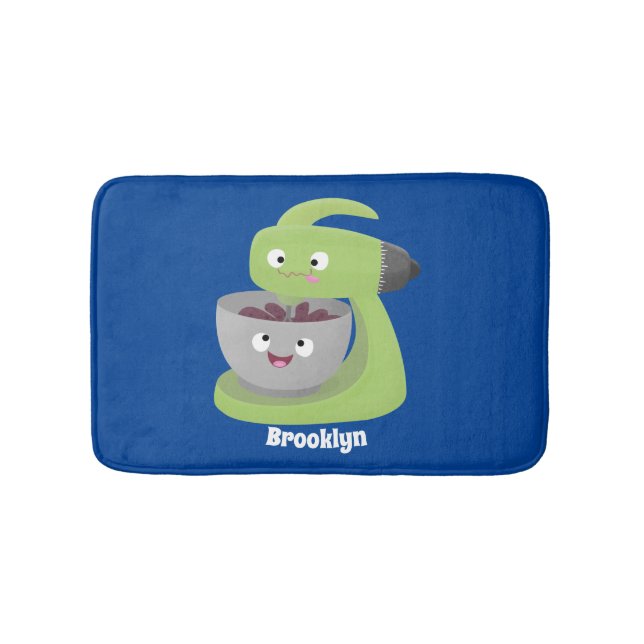 Cute cake mixer kitchen appliance cartoon bath mat (Front)