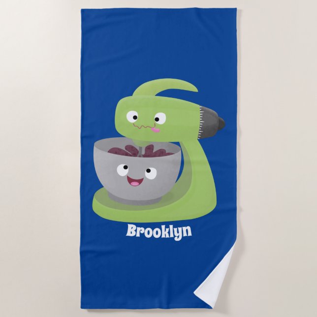 Cute cake mixer kitchen appliance cartoon  beach towel (Front)