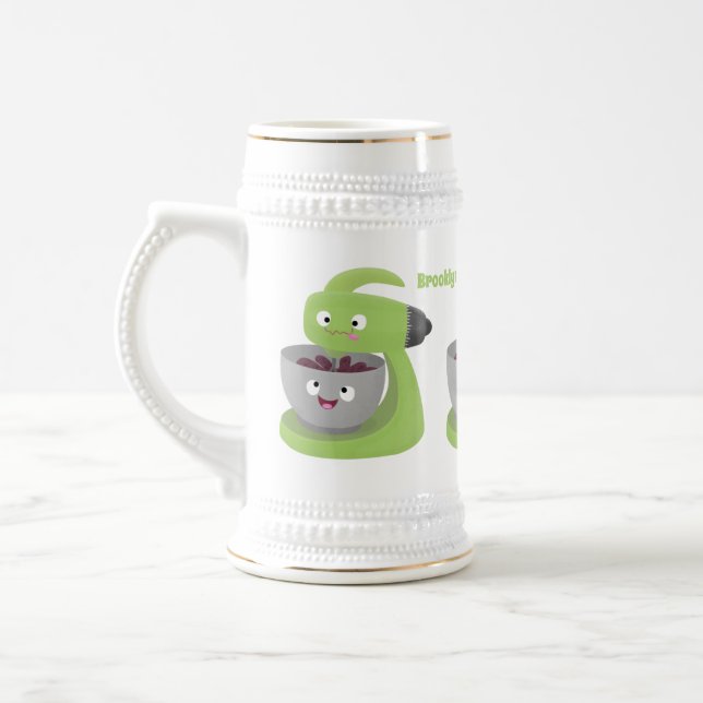 Cute cake mixer kitchen appliance cartoon beer stein (Left)
