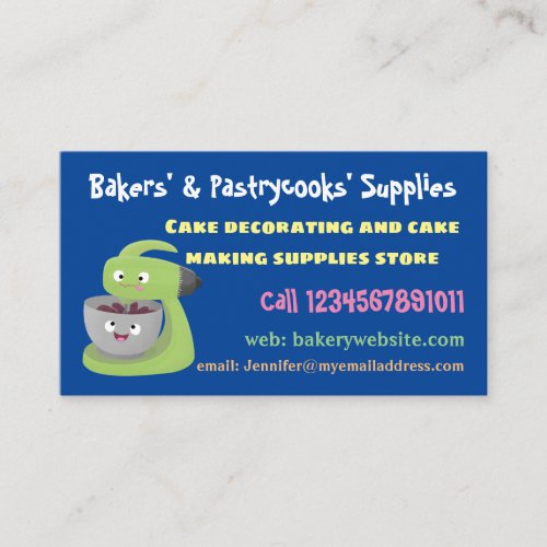 Cute cake mixer kitchen appliance cartoon business card