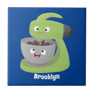 Cute cake mixer kitchen appliance cartoon ceramic tile