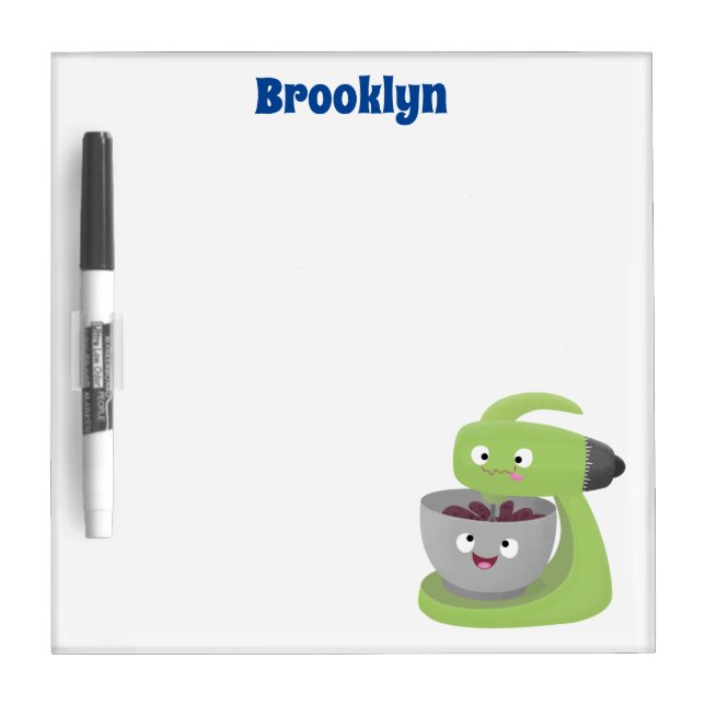 Cute cake mixer kitchen appliance cartoon  dry erase board (Front)
