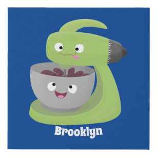 Cute cake mixer kitchen appliance cartoon faux canvas print