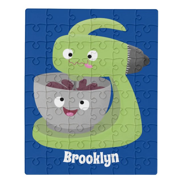 Cute cake mixer kitchen appliance cartoon  jigsaw puzzle (Puzzle Vertical)