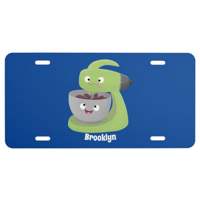 Cute cake mixer kitchen appliance cartoon license plate (Front)