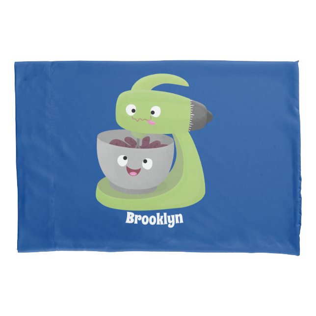 Cute cake mixer kitchen appliance cartoon pillow case (Front)