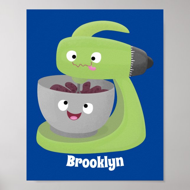 Cute cake mixer kitchen appliance cartoon poster (Front)