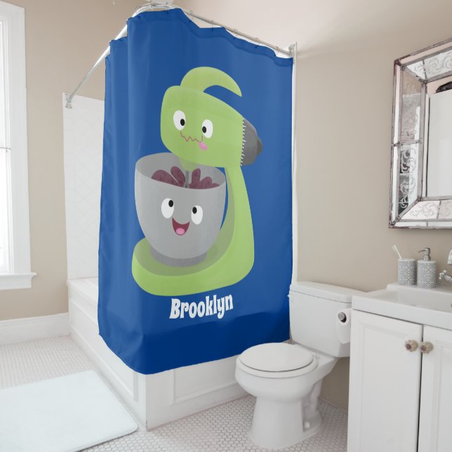 Cute cake mixer kitchen appliance cartoon  shower curtain (In Situ)