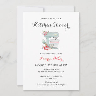 Cute Cake mixer kitchen Bridal Shower Invitation
