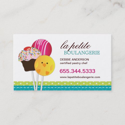 Cute Cake Pop Business Cards