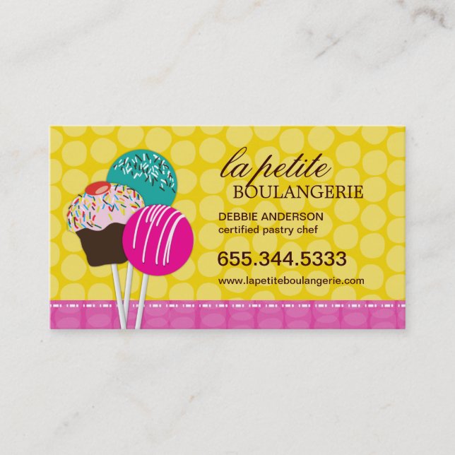 Cute Cake Pop Business Cards (Front)