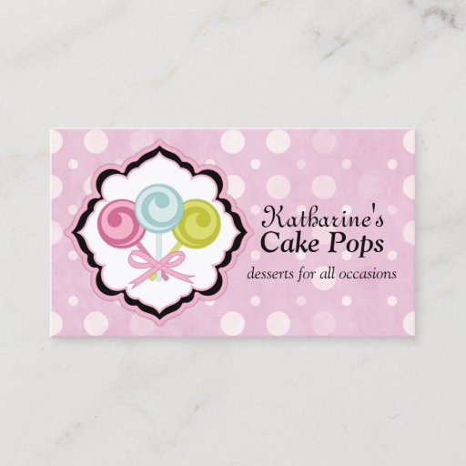 Customizable Cake Pops Bakery Business Cards