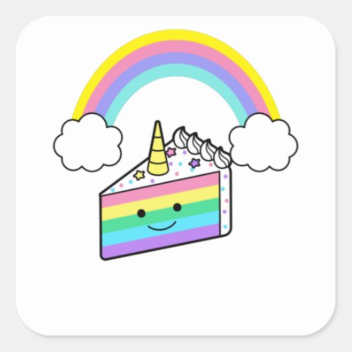 Cute cake rainbow _ rainbow square sticker