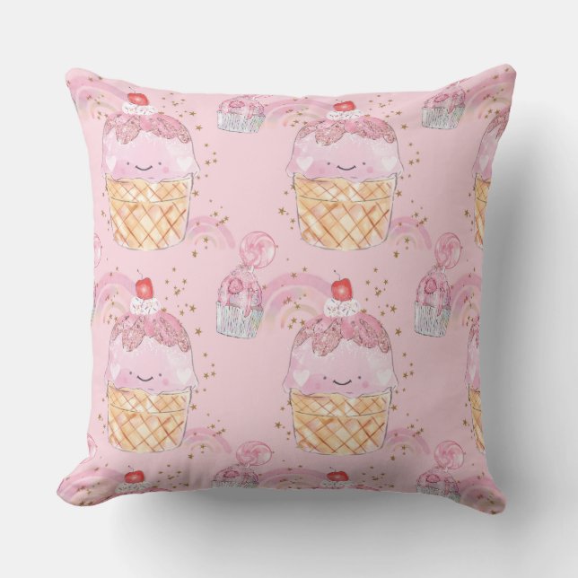 Cute Cake Throw Pillow (Front)
