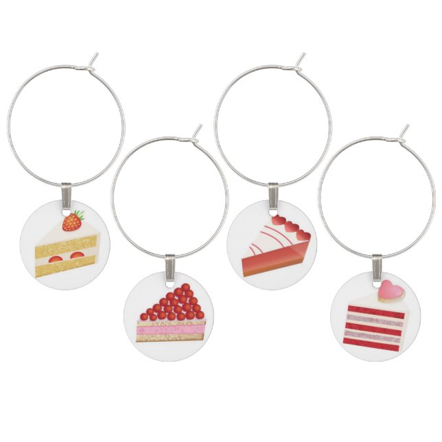 Cute Cake Variety Illustrations Wine Charm (Staggered)
