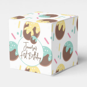Cute Cakepop Balls First Birthday Sprinkles Favor Boxes