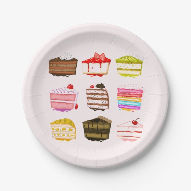 Cute cakes afternoon or morning tea party paper plates (Front)