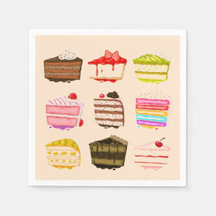 Cute cakes afternoon tea party napkins