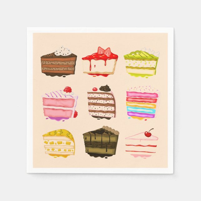 Cute cakes afternoon tea party napkins (Front)
