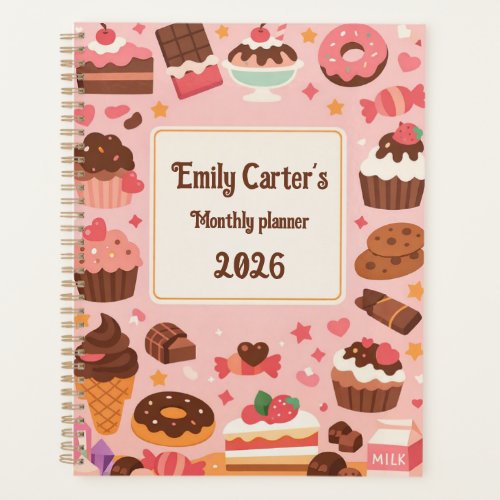 Cute Cakes and Chocolate Monthly Weekly Planner