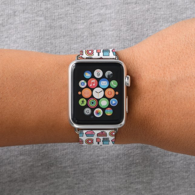 Cute Cakes and Desserts Pattern Apple Watch Band (In Situ)