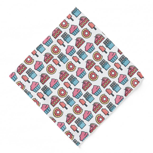 Cute Cakes and Desserts Pattern Bandana (Front)