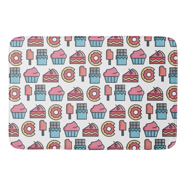 Cute Cakes and Desserts Pattern Bath Mat (Front)