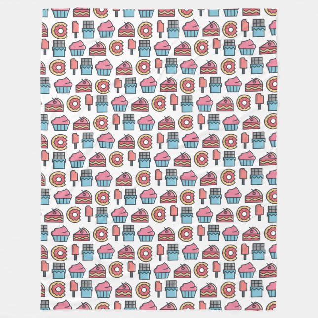 Cute Cakes and Desserts Pattern  Fleece Blanket (Front)