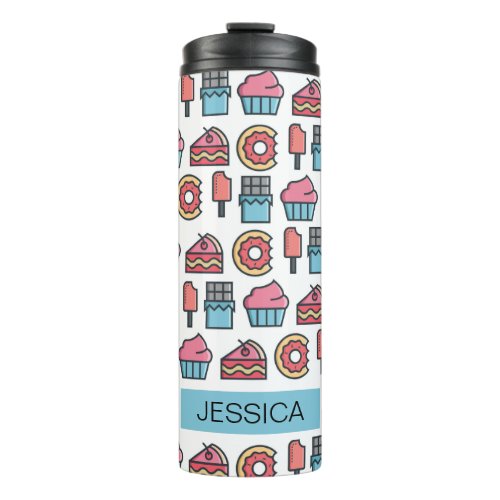 Cute Cakes and Desserts Pattern Personalised Thermal Tumbler