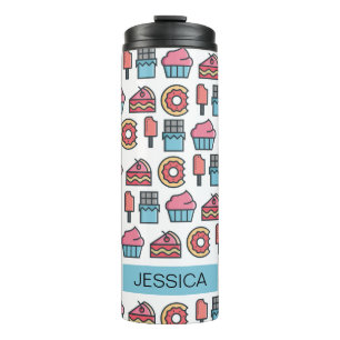 Cute Cakes and Desserts Pattern Personalised Thermal Tumbler