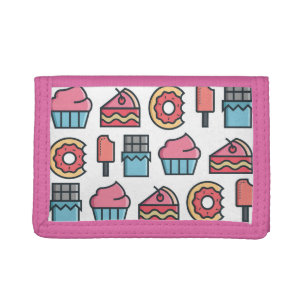 Cute Cakes and Desserts Pattern Tri-fold Wallet