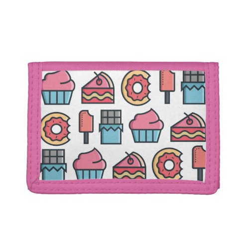 Cute Cakes and Desserts Pattern Trifold Wallet